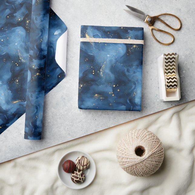 Papel De Presente Aniversário da Galáxia do Céu Azul   (Artesanato)