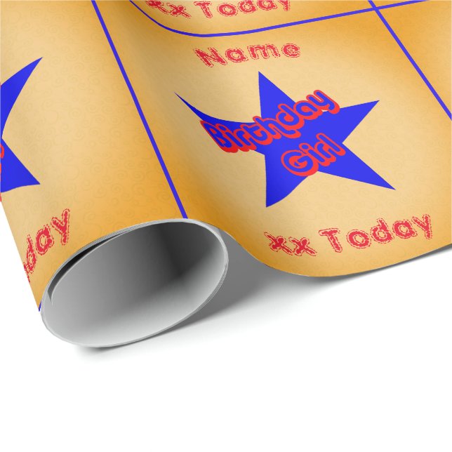 Papel De Presente Aniversário da Garota do Aniversário Bonita Person (Ponta do rolo)