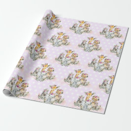 Papel De Presente Aniversário da Menina de Animais Selvagens Tropica