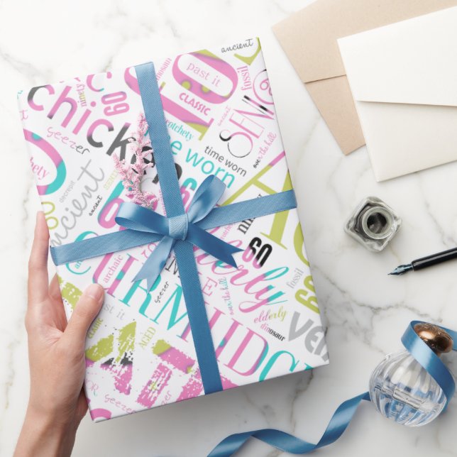 Papel De Presente Aniversário da Nuvem 60 Rosa ID266 (Presentear)