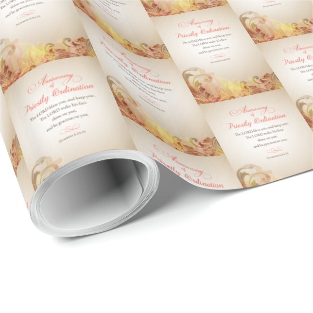 Papel De Presente Aniversário da Ordenação Sacerdosa (Ponta do rolo)