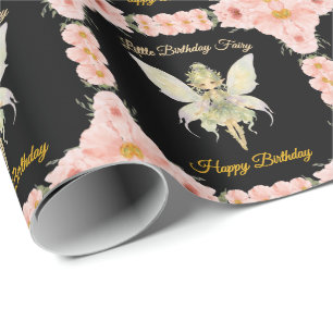 Papel De Presente Aniversário da Pequena Fada Floral em Aquarela