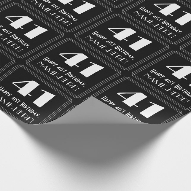 Papel De Presente Aniversário da rua - Art Deco Inspirou "41", Nome (Ponta)