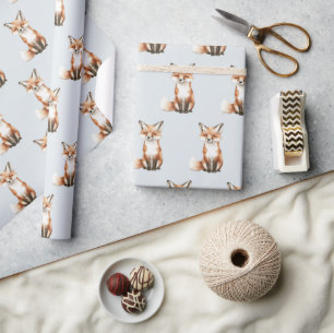 Papel De Presente Aniversário das Raposas Azuis Lindas e Sorridente