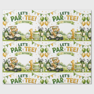 Papel De Presente Aniversário de 1 ano de Golfe Vamos Par-Tee