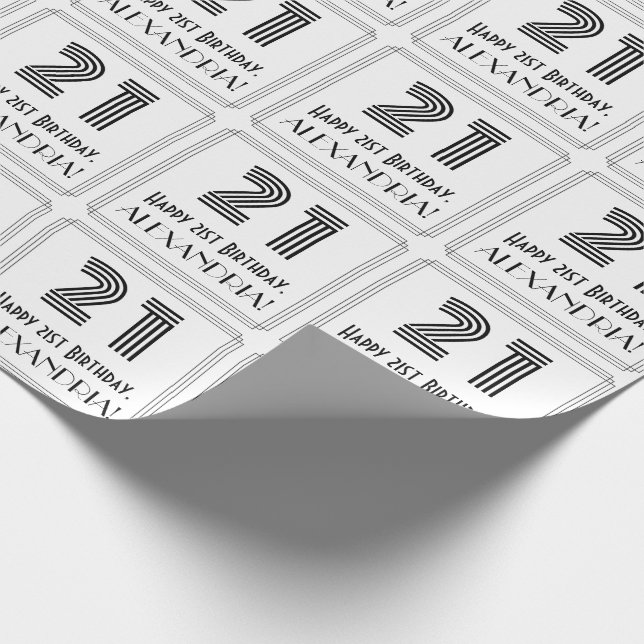 Papel De Presente aniversário de 21 anos: Art Deco - Estilo Inspirad (Ponta)