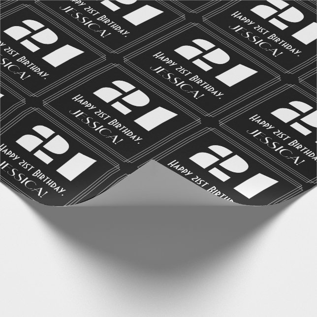 Papel De Presente aniversário de 21 anos: Art Deco Inspira "21" & No (Ponta)