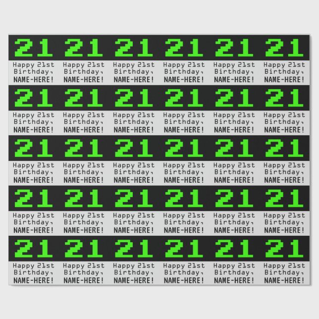 Papel De Presente aniversário de 21 anos - Estilo Nerdy / Geeky "21" (Aberto)