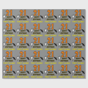 Papel De Presente aniversário de 21 anos: Tema do Dia das Bruxas, N
