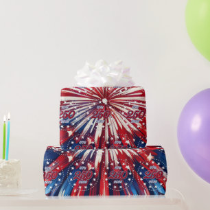 Papel De Presente Aniversário de 250 anos da América 1776-2026 Fogos