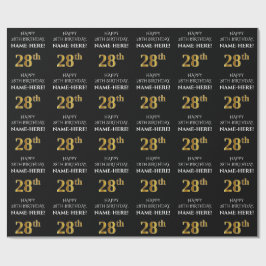 Papel De Presente Aniversário de 28 anos: Elegante, Preto, Aparência