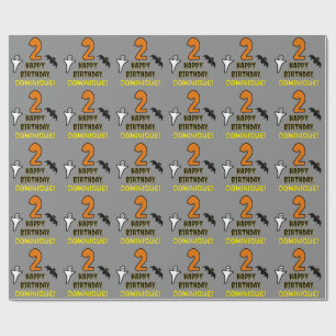 Papel De Presente Aniversário de 2 anos: Tema Assustador de Hallowee