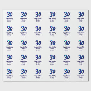 Papel De Presente aniversário de 30 anos adicionar nome data ano azu