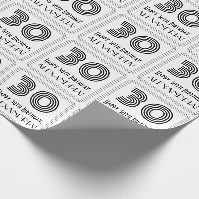 Papel De Presente aniversário de 30 anos: Art Deco - Estilo Inspirad (Ponta)