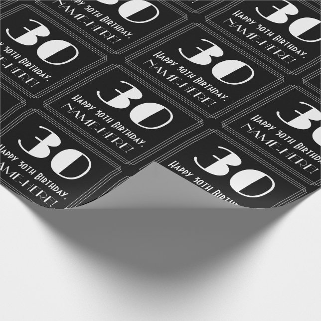 Papel De Presente aniversário de 30 anos - Art Deco Inspira "30", No (Ponta)