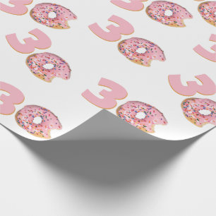 Papel De Presente Aniversário de 30 anos Donut Rosa