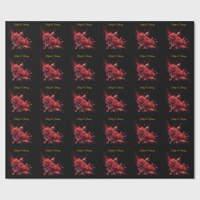 Papel De Presente Aniversário de 30 anos Elegante - Rosas em Bloom (Aberto)