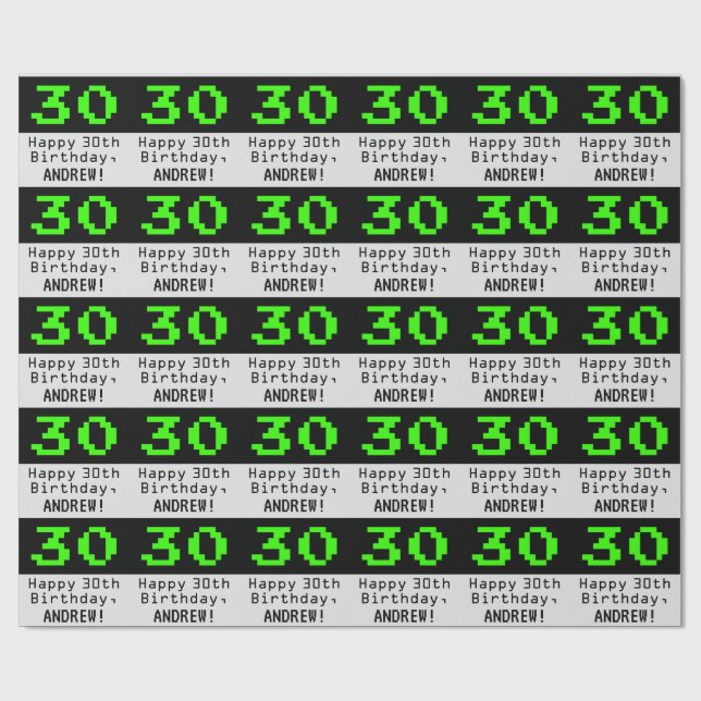 Papel De Presente aniversário de 30 anos - Estilo Nerdy / Geeky "30" (Aberto)