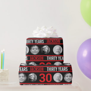 Papel De Presente aniversário de 30 anos personalizado foto vermelha