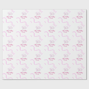 PAPEL DE PRESENTE ANIVERSÁRIO DE 30 ANOS ROSA ROXO PASTEL DESENHADO