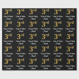 Papel De Presente aniversário de 3 anos: Elegante Luxurioso Faux Dou