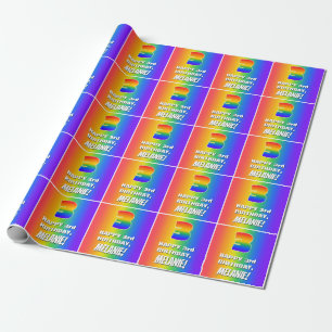 Papel De Presente aniversário de 3 anos: Padrão Divertido e colori