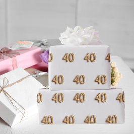 Papel De Presente aniversário de 40 anos branco