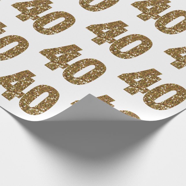 Papel De Presente aniversário de 40 anos de brilho Dourado (Ponta)