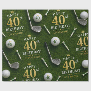 Papel De Presente Aniversário de 40 anos de golfe com bolas de golfe