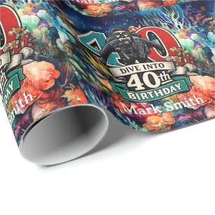 Papel De Presente Aniversário de 40 anos de mergulho