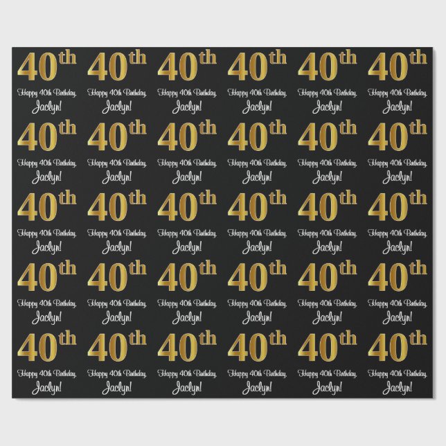 Papel De Presente aniversário de 40 anos: Elegante Luxurioso Faux Do (Aberto)