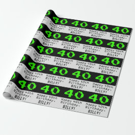 Papel De Presente Aniversário de 40 anos - Estilo Nerdy / Geek "40" 
