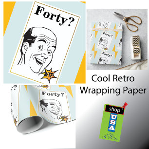 Papel De Presente Aniversário de 40 anos WTF masculino 🎁 engraçado