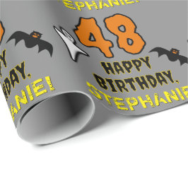Papel De Presente Aniversário de 48 anos: Tema Assustador de Hallowe