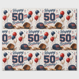 Papel De Presente Aniversário de 50 anos de beisebol 