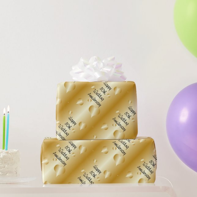 Papel De Presente Aniversário de 50 anos de Casamento (Presentes para festas)
