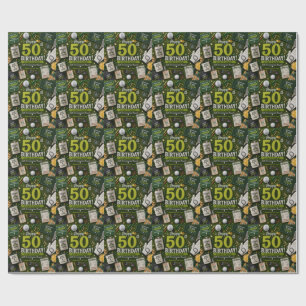 Papel De Presente Aniversário de 50 anos de golfe para golfista dita
