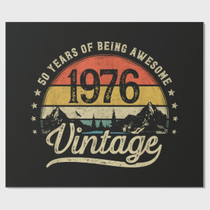 Papel De Presente Aniversário de 50 anos Vintage 1976