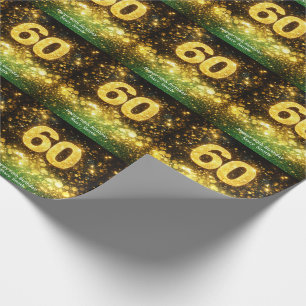 Papel De Presente Aniversário de 60 anos Glitter Dourado