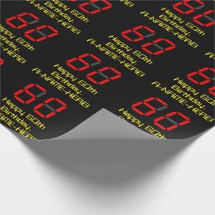 Papel De Presente Aniversário de 60 anos: Relógio Digital Vermelho n