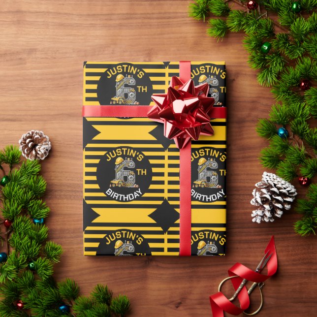 Papel De Presente Aniversário de 6 anos de construção (Presente de Natal)