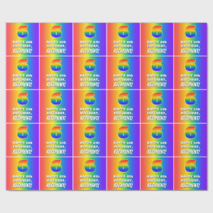 Papel De Presente Aniversário de 6: Padrão divertido do arco-íris nº