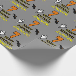 Papel De Presente Aniversário de 7: Tema de Halloween assustador + N