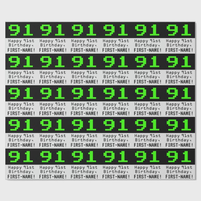 Papel De Presente Aniversário de 91ruas - Estilo Nerdy / Geeky "91"  (Aberto)