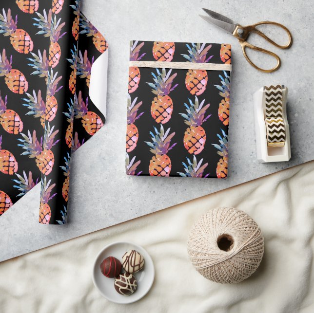 Papel De Presente Aniversário de Abacaxi Tropical (Artesanato)