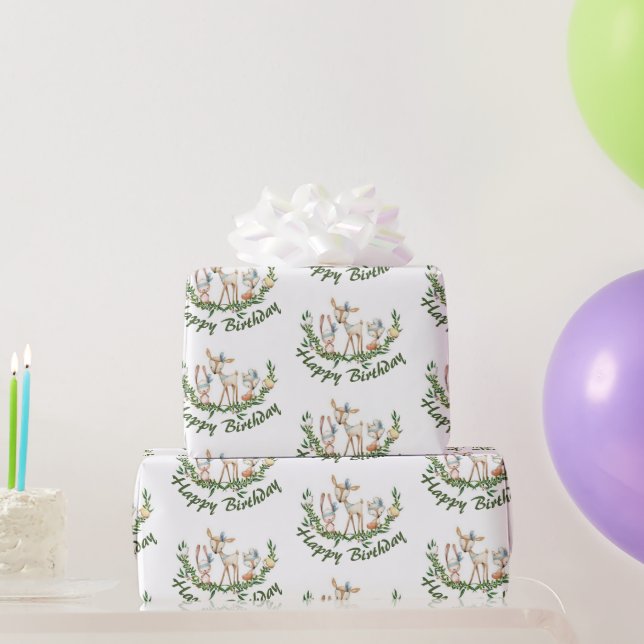 Papel De Presente Aniversário de bebê com aquarela (Presentes para festas)