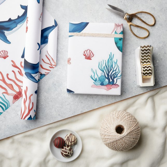 Papel De Presente aniversário de bicho-da-baleia (Artesanato)