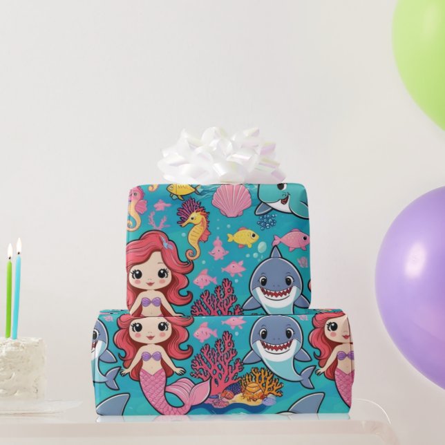 Papel De Presente aniversário de bicho-da-baleia (Presentes para festas)