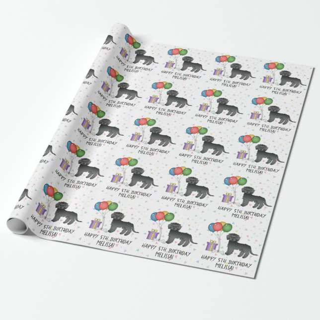 Papel De Presente Aniversário de Cachorro de Desenho Animado Fofo Mi (Desenrolado)