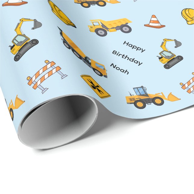 Papel De Presente Aniversário de Construção Personalizado (Ponta do rolo)